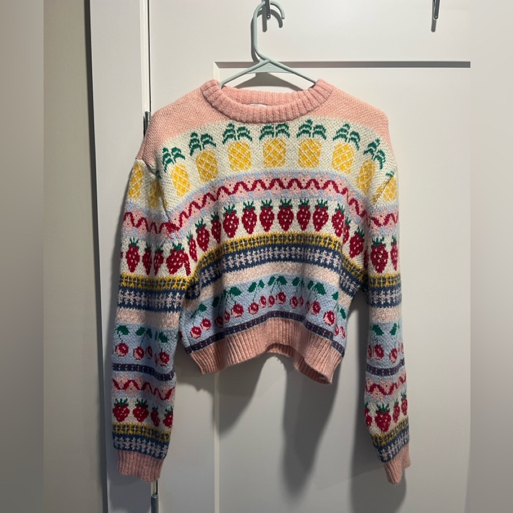 Zara Cropped Fruit Sweater